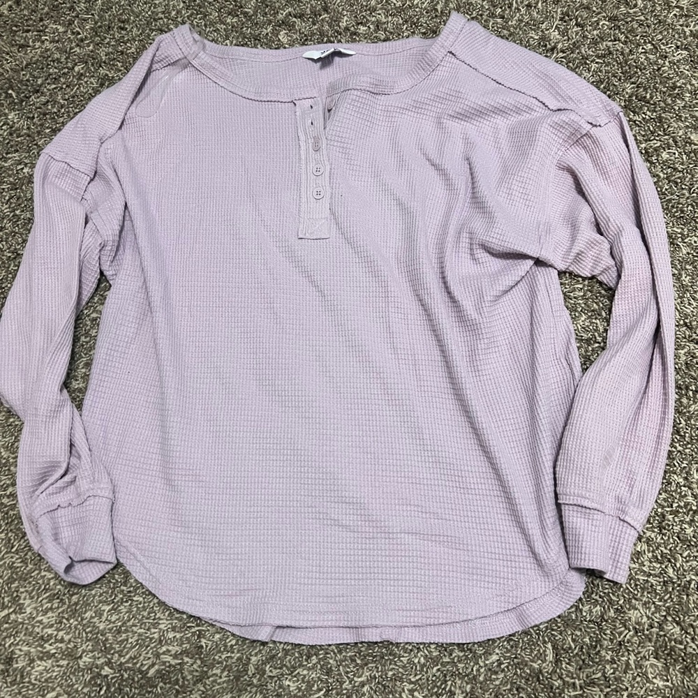 JoyLab Lavender Waffle Henley Long-Sleeve Top